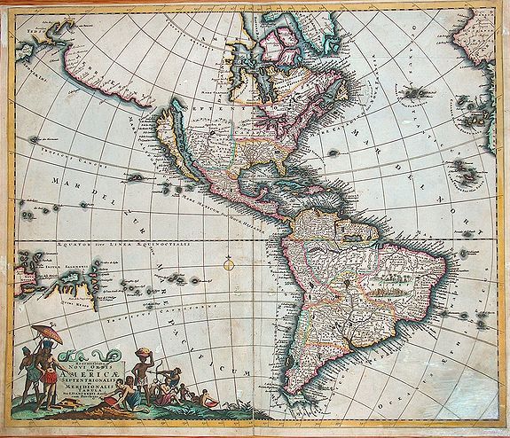 DANCKERTS, J., Recentissima Novi Orbis Sive Americae Septentrionalis et Meridionalis Tabula. . ., antique map, old maps