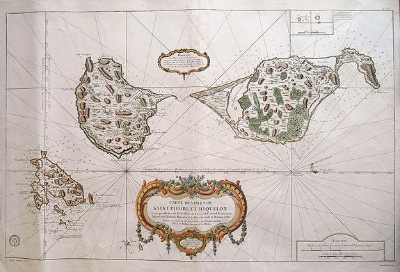 BELLIN, N., Carte des isles de St Pierre et de Miquelon., antique map, old maps