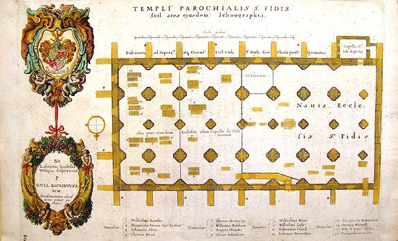 HOLLAR, W., Temple Parochialis s fidis (Faithful of the Parish)., antique map, old maps