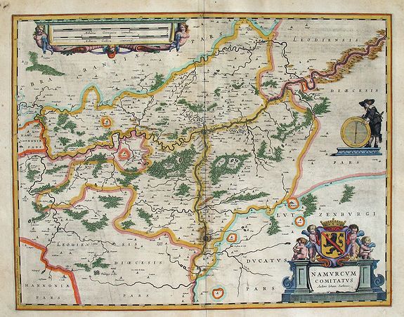 BLAEU, W., NAMURCUM COMITATUS Auctore Iohann Surhino., antique map, old maps