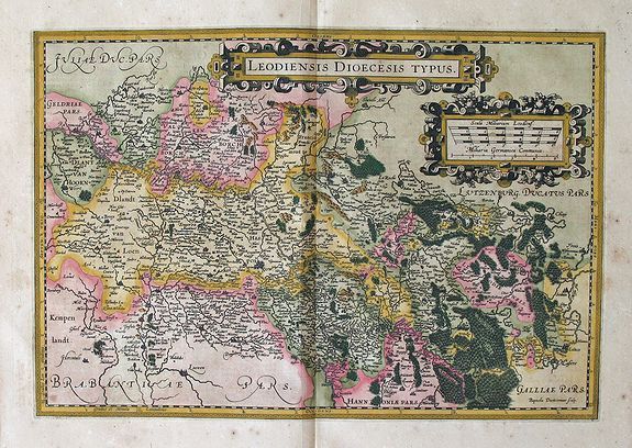 HONDIUS, Jodocus, Leodiensis Dioecesis Typus. Baptista Doetecomius sculp., antique map, old maps