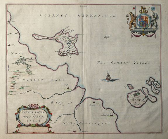 BLAEU, J., Insula Sacra; Vulgo Holy Iland; Et Farne., antique map, old maps