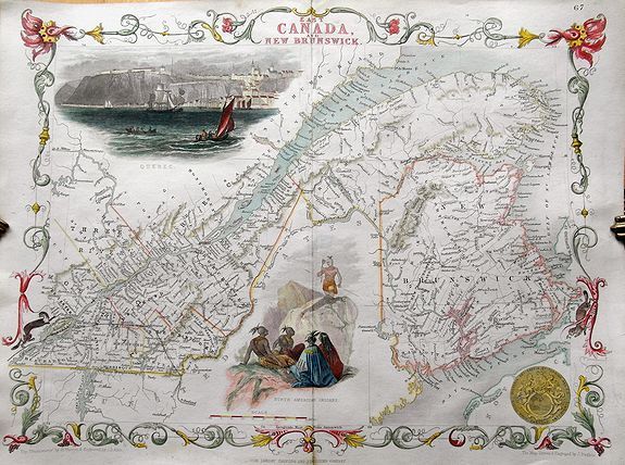 TALLIS, J., EAST CANADA AND NEW BRUNSWICK., antique map, old maps