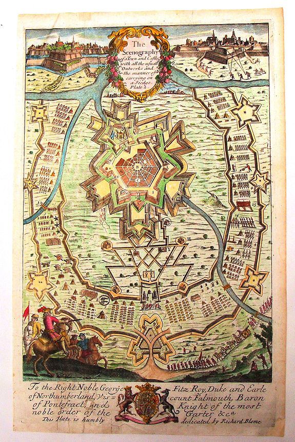 BLOME, R., The Scenography of a Town & Castle, antique map, old maps