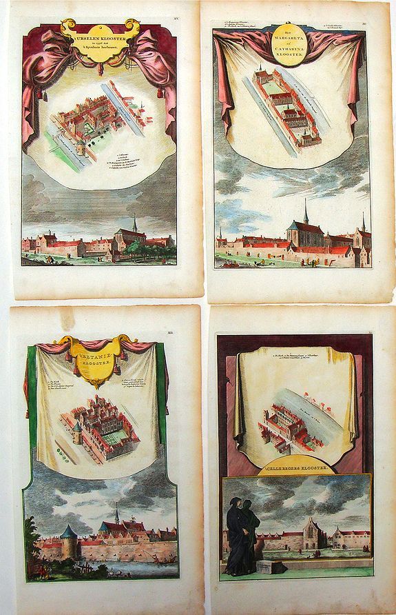 GOEREE, J., Four Town Plans of Dutch Monestaries., antique map, old maps