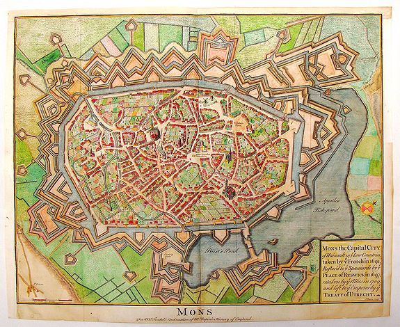 DE RAPIN, P., Mons, the Capital City of Hainault, antique map, old maps