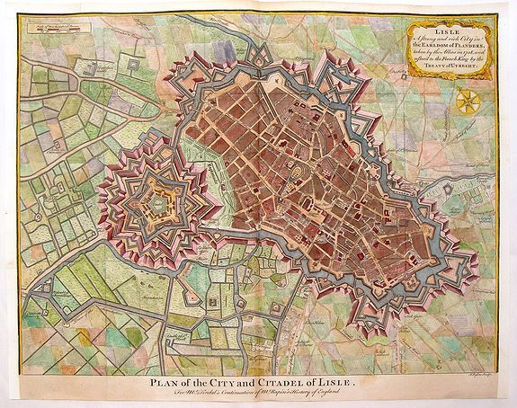 RAPIN, P., Lisle, A Strong and Rich City in the Earldom of Flanders., antique map, old maps