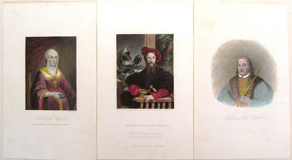 GREATBATCH, W., 3 Portraits of Christopher Columbus, Queen Isabella and King Ferdinand., antique map, old maps