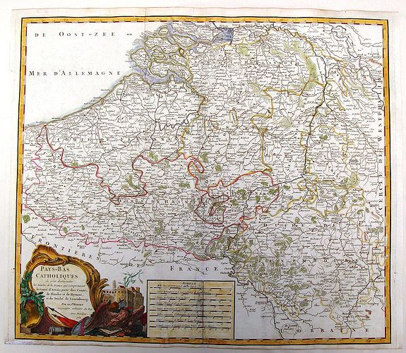 VAUGONDY, G., Pays-Bas Catholiques., antique map, old maps