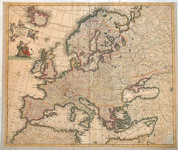 DANCKERTS, J., Accuratissima Europae tabula., antique map, old maps