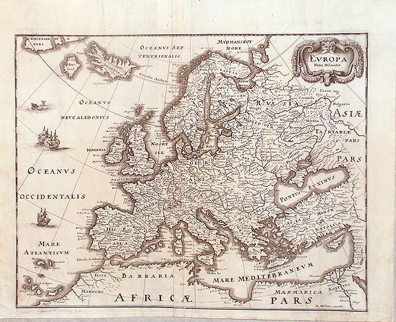 MERIAN, M., Europa nova delineatio., antique map, old maps
