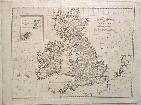 BLAIR, J., A Map of Great Britain and Ireland from the latest Authorities and Observations., antique map, old maps