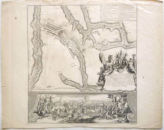 G L Mosburger , Plan de la situation ou la bataille de Ramillis., antique map, old maps