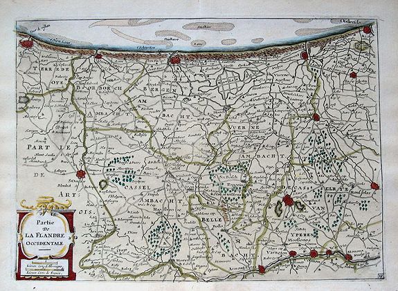 DE LA FEUILLE, P., Partie de la Flandre Occidentale. . ., antique map, old maps
