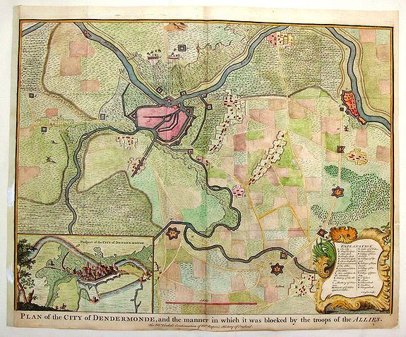 RAPIN, P., Plan of the City of Dendermonde., antique map, old maps