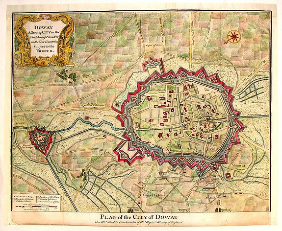 RAPIN, P., Doway, A Strong City in the Earldom of Flanders., antique map, old maps