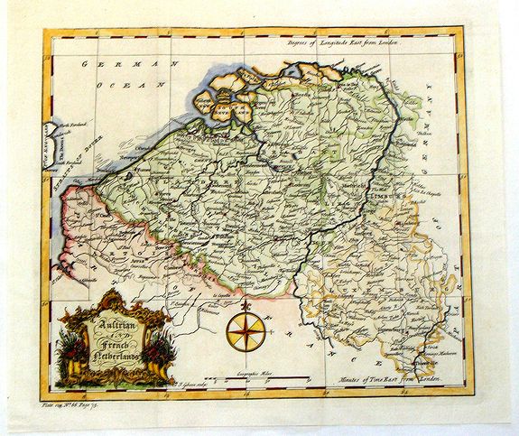 SALMON, T., Austrian and French Netherlands., antique map, old maps