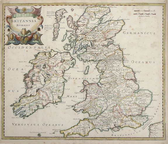 MORDEN, R., Britannia Romana., antique map, old maps
