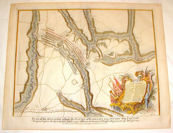 TINDAL, N., Plan of the Situation Where the Battle of Ramillies was Fought., antique map, old maps