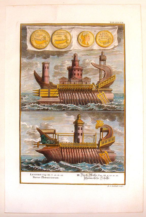 SCHEUCHZER, J., Phoenecian Navy., antique map, old maps