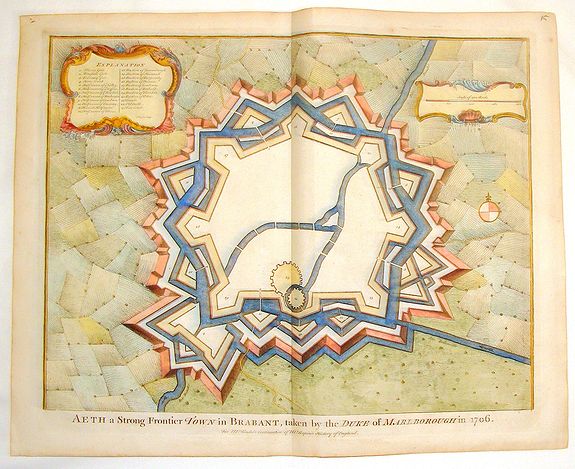 TINDAL / RAPIN, Aeth, A Strong Town in Brabant., antique map, old maps