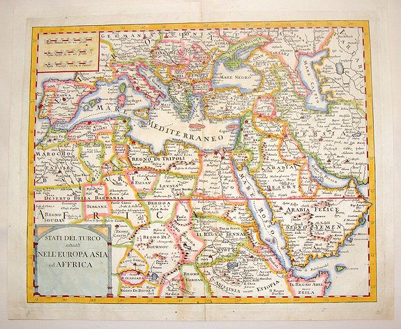 ALBRIZZI, G., Stati del Turco Situati Nell Europa, Asia ed Affrica., antique map, old maps