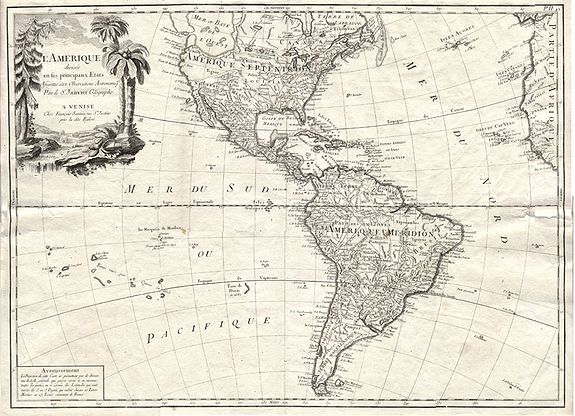 Janvier, L'Amerique divisée en ses principaux Etats., antique map, old maps