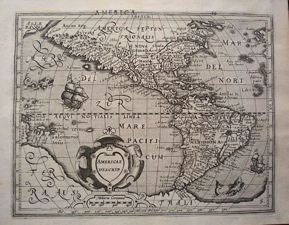 HONDIUS, J., Americae Descrip., antique map, old maps