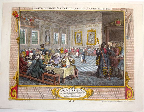 HOGARTH, W., The Industrious Apprentice Grown Rich & Sheriff of London., antique map, old maps