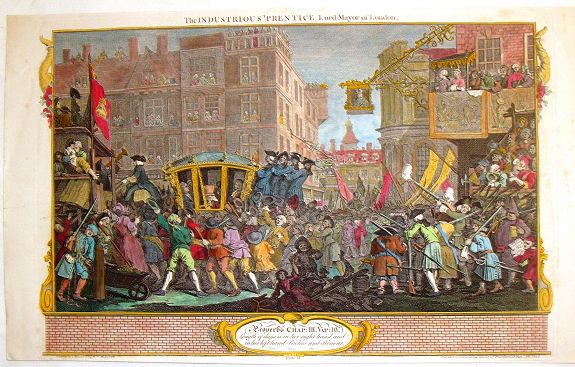 HOGARTH, W., The Industrious Apprentice - Lord-Mayor of London., antique map, old maps
