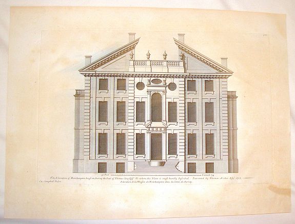 CAMPBELL, C,, The Elevation of Rowhampton House in Surrey, the seat of Thomas Cary., antique map, old maps