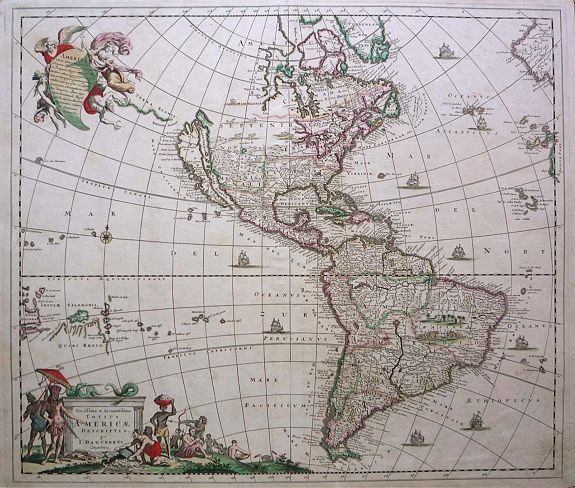 DANCKERTS, J., Novissima et Accuratissima Totius Americae., antique map, old maps