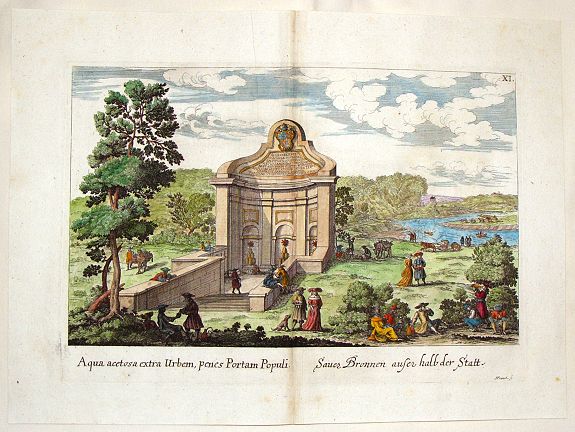 FALDA, G., Aqua Acetosa Extra Urbem, Penes Portam Populi., antique map, old maps