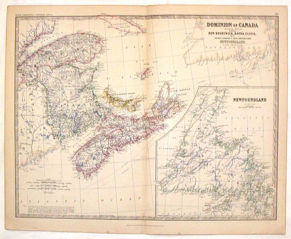 JOHNSTON, K., Dominion of Canada., antique map, old maps