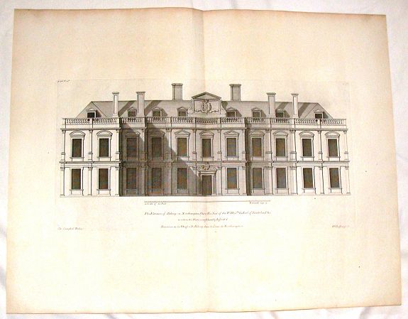 CAMPBELL, C., The Elevation of Althrop in Northampton Shire., antique map, old maps