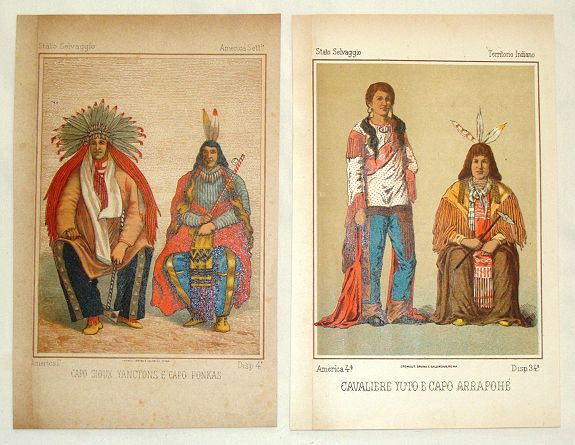 ANONYMOUS, Cavaliere Yuto e Capo Arrapohe & Capo Sioux Yanctons e Capo Ponkas. (2 prints), antique map, old maps