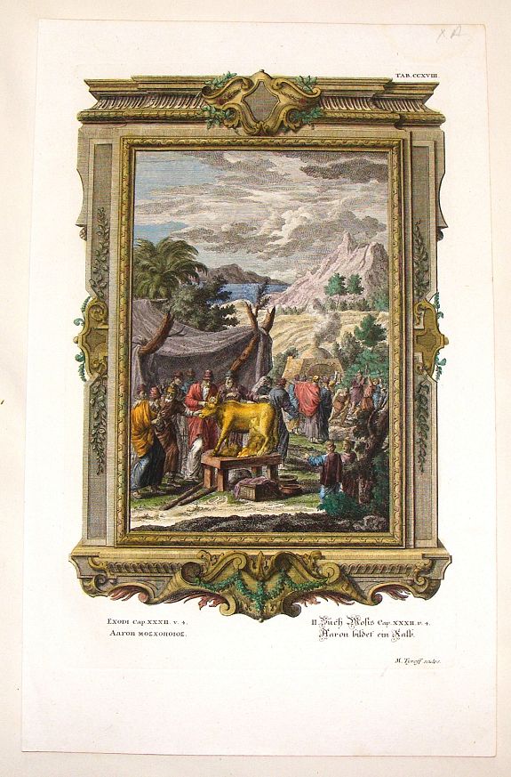 SCHEUZCHER, J., Creation of the Golden Calf., antique map, old maps
