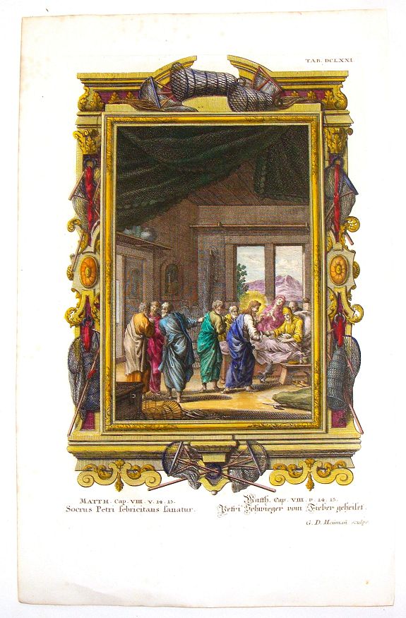 SCHEUZCHER, J., Socrus Petri Sebricitans Sanatur., antique map, old maps
