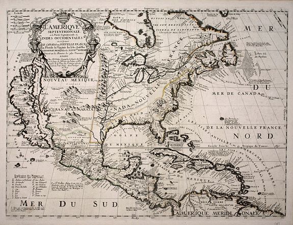 NOLIN, Jean Baptiste, L'Amerique Septentrionale, ou la Partie Septentrionale des Indes Occidentales ou se Trouve le Canada ou Nouvelle France la Floride la Virginie les Isles Antilles le Nouveau Mexique et la Nouvele Espagne., antique map, old maps