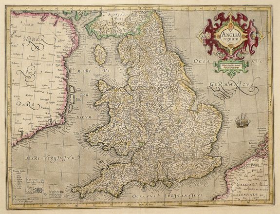 MERCATOR,G. / HONDIUS, J., Anglia Regnum., antique map, old maps