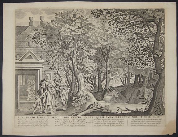 DE WIT, F./ SCHUTT, P., Cum puerro Ismaele procul dimittitur Hagar, quem Sara Haeredem noluvit esse suit., antique map, old maps
