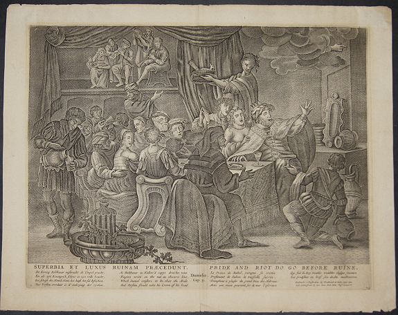 DE WIT, F./ SCHUTT, P., Superbia et Luxus Ruinam Praecedunt / Pride and Riot do go before ruine., antique map, old maps