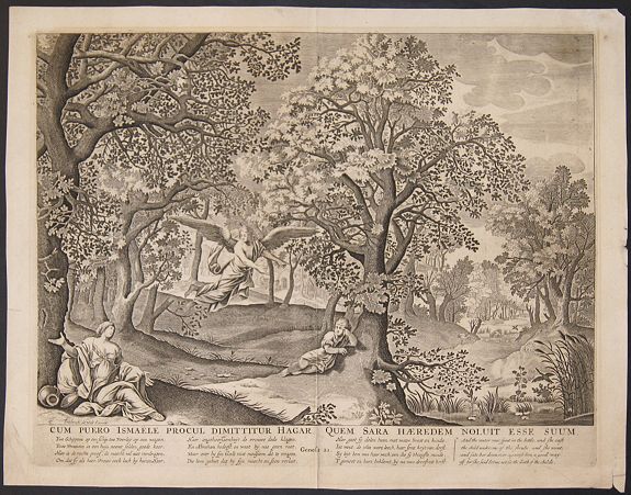 DE WIT, F./ SCHUTT, P., Cum Puero Ismaele procul dimittitur Hagar, quem Sara Haeredem noluit esse suum., antique map, old maps