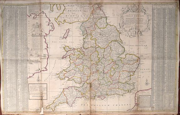MOLL, Herman, The South Part of Great Britain, called England and Wales. Containing all ye Cities, Market Towns, Boroughs: And whatever Places have ye Election of Members of Parliament with ye Names of ye Rivers, Seaports, Sands, Hills, Moors, Forests &c.. . ., antique map, old maps