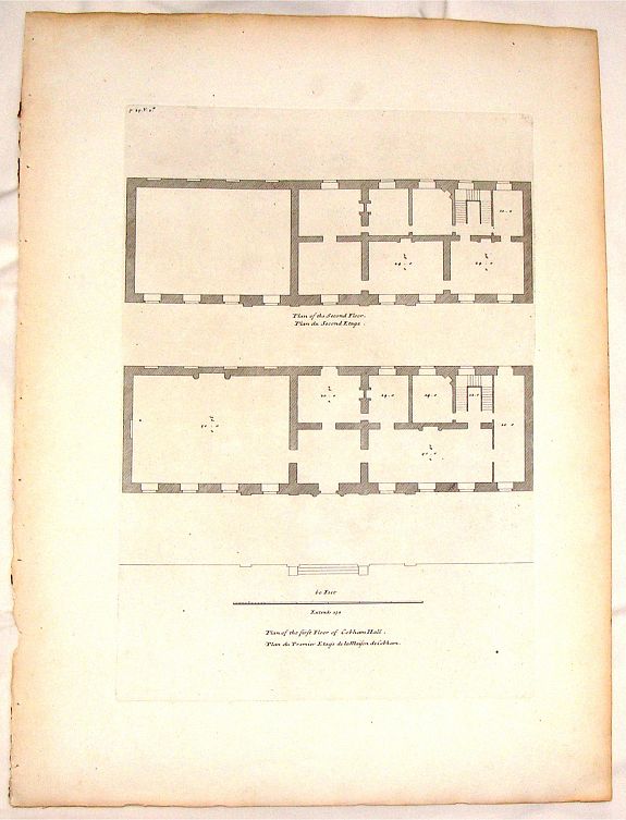 CAMPBELL, C., Plan of the First & Second Floors of Bobham Hall., antique map, old maps