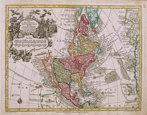 SEUTTER / LOTTER, Nova Orbis Sive America Septentrionalis., antique map, old maps
