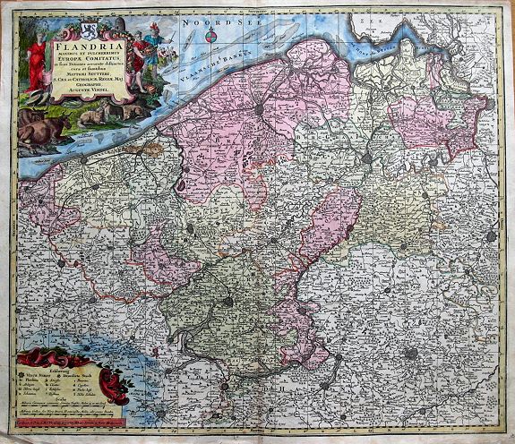 SEUTTER, M., Flandria Maximus et Pulcherrimus Europae..., antique map, old maps