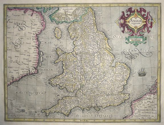 MERCATOR, G., Anglia Regnum. , antique map, old maps