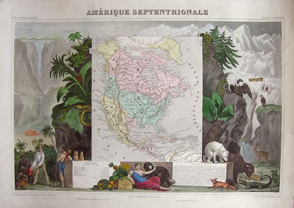 LEVASSEUR, V., Amérique Septentrionale., antique map, old maps