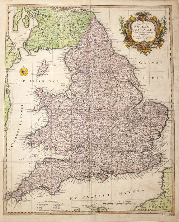 SEALE, Richard Wilson, A Map of England and Wales from the latest and best Observations; For Mr Tindal’s Continuation of Mr Rapin’s History, antique map, old maps